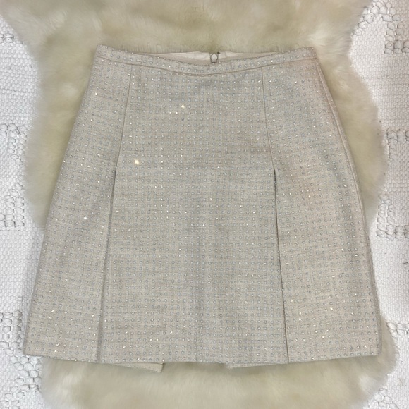 J. CREW Collection Ivory Linen Bonded Skirt - Picture 2 of 6
